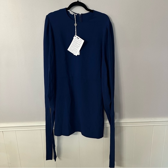 Stella McCartney Women’s Long Tie Sleeve Dress in Midnight Blue Size L, 44 NWT - Picture 2 of 12